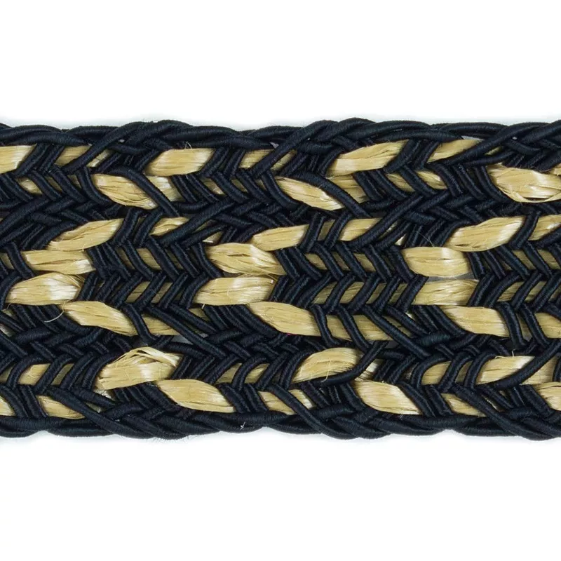 1 1/2″ Black & Beige Braided Trim