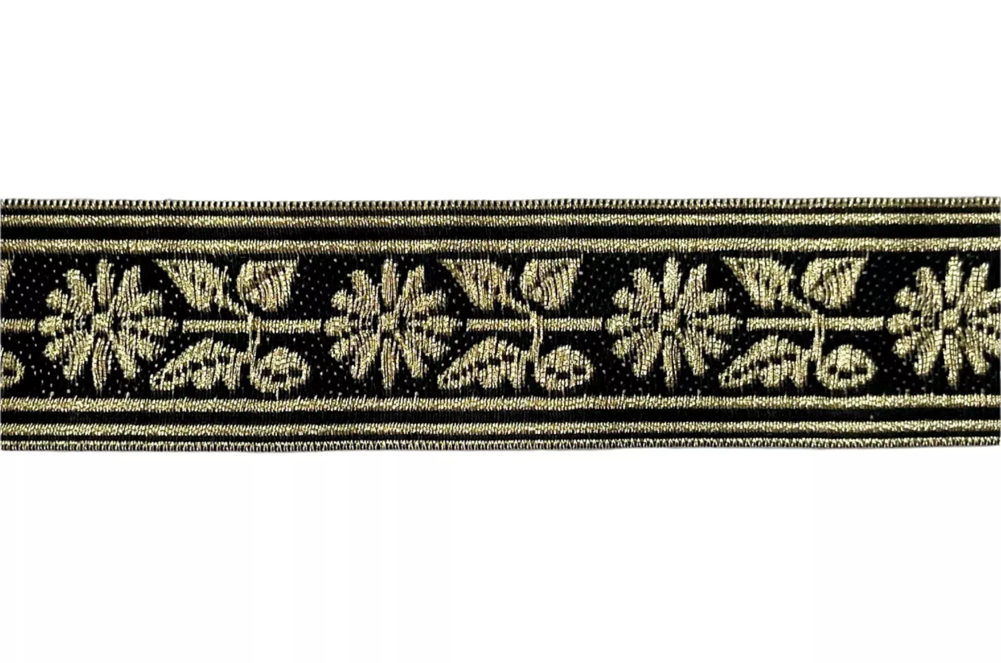 1 1/2″ Gerbera Light Gold Brocade Ribbon (Made in France)