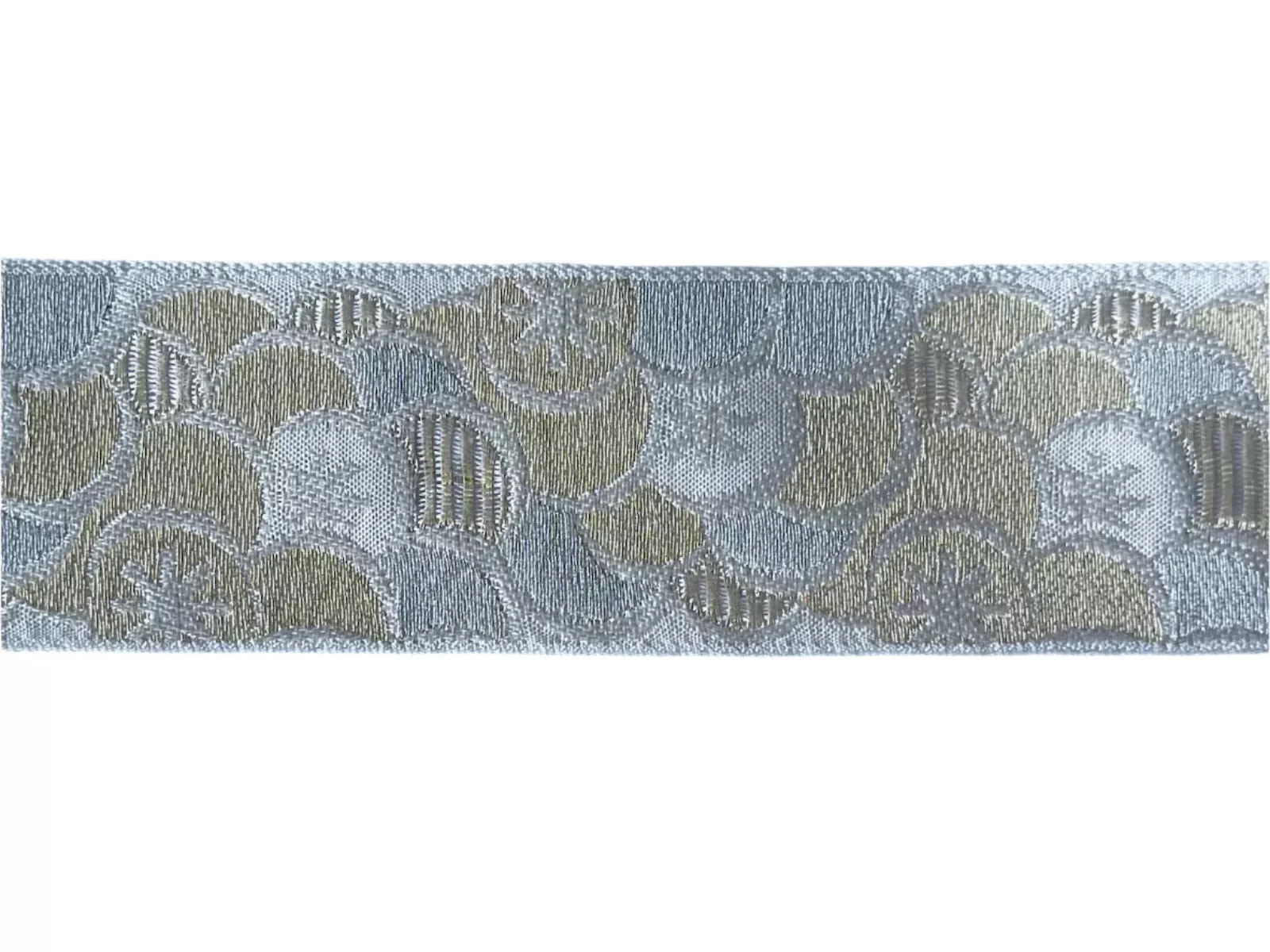 1 1/2″ Irregular Mermaid Scales Metallic Gold Brocade Ribbon (Made in France)