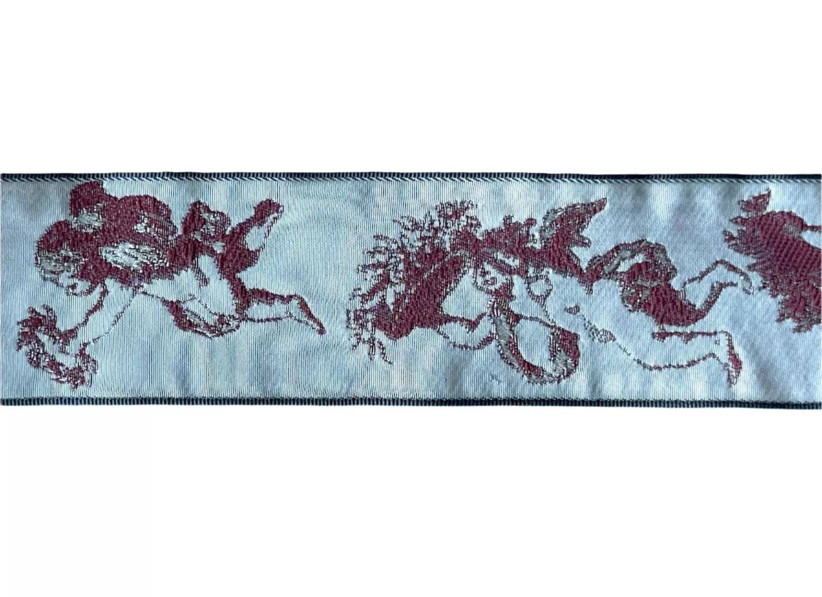 1 7/8″ Rosewood Cherubs on Ivory Woven Ribbon (Made in France)
