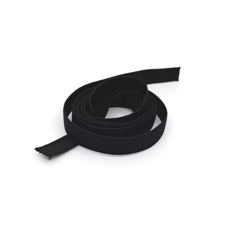 ” (12mm) Flat Braided Elastic – Black – 1 meter