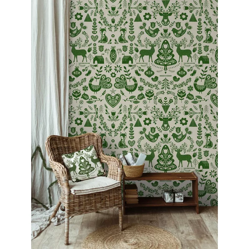 ‘Annika’ Scandinavian’ Wallpaper by Nathan Turner – Green