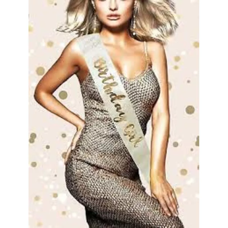 “Birthday Girl” Cream & Rose Gold Deluxe Satin Sash