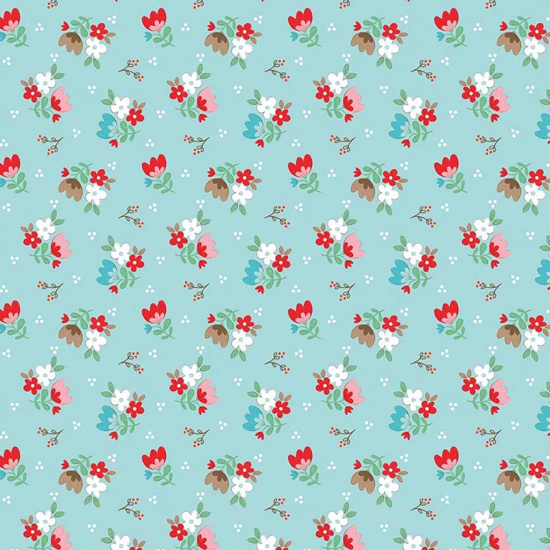 Whimsical Woodland Aqua Floral Fabric