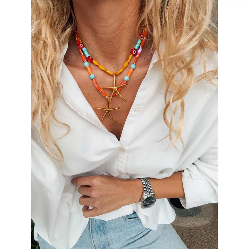 Zomerketting met grote gouden zeester in geel of goud: Oranje